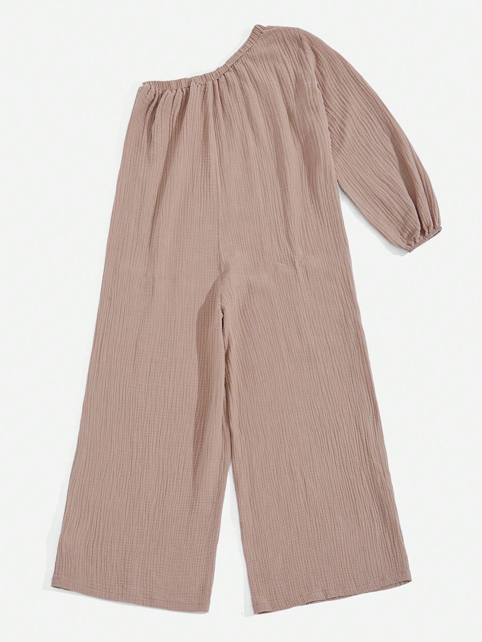 One Shoulder Pocket Patched Wide Leg Jumpsuit