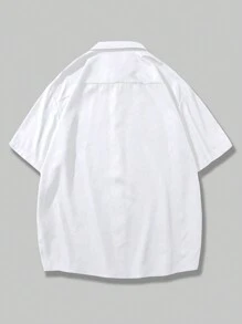 ROMWE MEN Anime Hombres Camisa con estampado de slogan y figura - Blanco - Ver 2