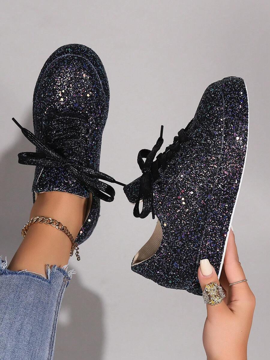 Chaussures de sport/baskets décontractées à la mode pour femmes en automne/hiver - Noir - Voir 1