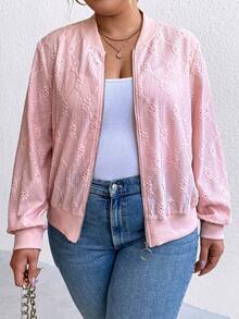 Calvaya Hơn Dây kéo Áo khoác bomber - Hồng - Xem 5