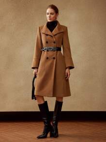 MOTF PREMIUM WOOL-BLEND STAND COLLAR COAT - Coffee Brown - View 5