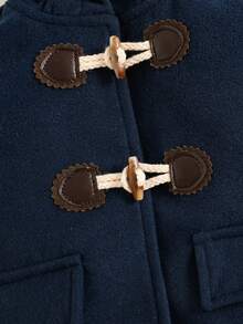 Baby Boy Flap Pocket Hooded Duffle Overcoat - Navy Blue - View 4