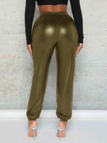SHEIN SXY Drawstring Waist Pants - Army Green - View 2