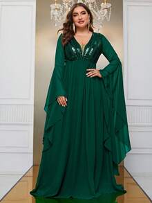 YISIKADO 大碼晚宴禮服裙（重工款） - 墨綠色 - 查看 5