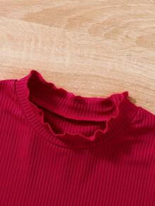 SHEIN 女大童3入組素色木耳邊條紋針織T恤 - 彩色 - 查看 6