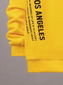 SHEIN 青少年男孩休闲运动口号印花连帽衫