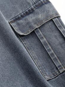 DAZY Flap Pocket Side Cargo Jeans,Baggy Jeans