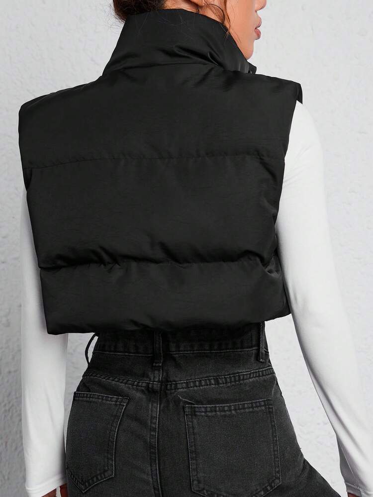 Letter Graphic Winter Vest Coat