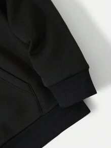 Manfinity Homme Men Letter Graphic Zip Up Drawstring Hoodie - Black - View 5