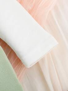 女嬰雙色不對稱領腰帶連身褲 - 綠色 - 查看 8