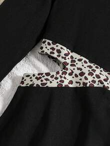 SHEIN Tween Girl Leopard Print Cold Shoulder Cut Out Waist Dress - Black - View 5