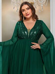 YISIKADO 大碼晚宴禮服裙（重工款） - 墨綠色 - 查看 6