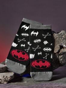 BATMAN X SHEIN 2pairs Cartoon Bat Pattern Women's Short Socks - Multicolor - View 7