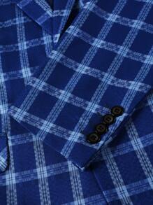 Manfinity Mode Men 1pc Plaid Print Single Breasted Blazer - Blue - View 5