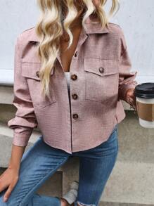 SHEIN LUNE Túi có nắp Thả vai Áo khoác - Gỗ đỏ - Xem 1