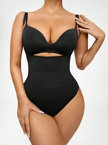 SHAPORA Chất rắn Bodysuit định hình - màu đen - Xem 9