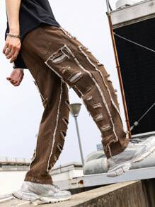 Manfinity Roghcode Jean Pria - Coffee Brown - View 4