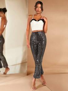 SHEIN BAE Top de tirantes crop ribete en contraste - Blanco - Ver 6