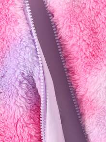 SHEIN Tween Girl 1pc Tie Dye Hooded Reversible Jacket - Purple - View 4