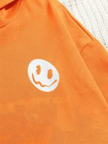 Muchica 標語圖案落肩袖連帽衫 - 橘色 - 查看 4