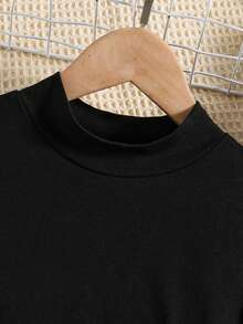 SHEIN Tween Girl Leopard Print Cold Shoulder Cut Out Waist Dress - Black - View 6