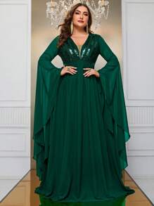 YISIKADO 大碼晚宴禮服裙（重工款） - 墨綠色 - 查看 1