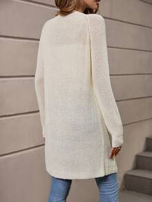 SHEIN LUNE 插肩袖休闲设计开衫 - 米色 - 查看 2