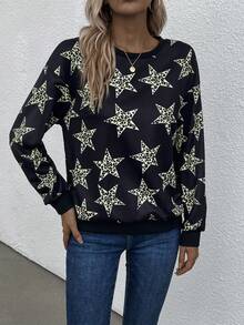 EMERY ROSE 星星印花落肩袖運動衫 - 彩色 - 查看 3