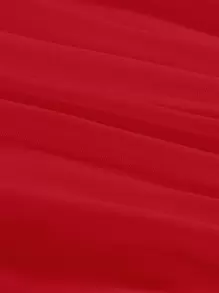 SHEIN MOD Red Top Date Night Tops Going Out Tops Square Neck Flare Sleeve Ruched Hanky Hem Tee