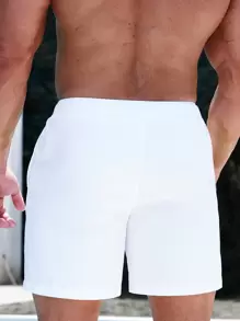 Surfspeed Men Drawstring Waist Swim Trunks - White - View 2