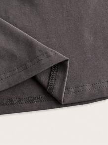 SHEIN BASICS 素色不對稱領T恤