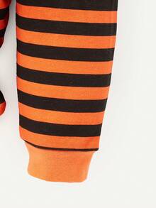 Cozy Pixies Baby Boy Halloween Printed Red & Black Color Block Top And Striped Pants Set - Multicolor - View 4