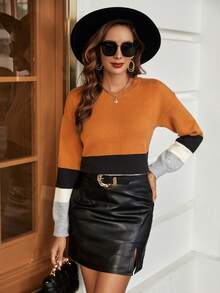 SHEIN Clasi Color Block Drop Shoulder Sweater - Multicolor - View 4