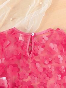 SHEIN Cô Gái Trẻ Đồ trang trí hoa Lưới Áo & Váy Dây - Nhiều màu - Xem 5