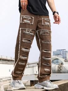 Manfinity Roghcode Jean Pria - Coffee Brown - View 5