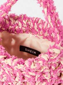 SHEIN VCAY Women's Fashionable Color Block Woven Handbag - Pink - View 5