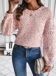 SHEIN LUNE Drop Shoulder Sweater - Pink - View 5