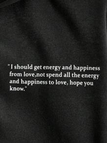 GENTILAND Loose Fit Men's Slogan Graphic Drop Shoulder Zipper Hoodie Without T-Shirt - Black - View 4