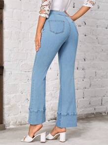 SHEIN LUNE Flare Leg Jeans - Light Wash - View 2