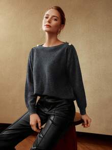 MOTF PREMIUM Cashmere Len Áo len - Xám - Xem 6