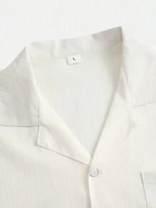 男士素色口袋貼布襯衫 - 白色 - 查看 4