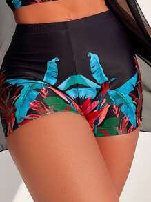 Swim Lushoire Conjunto de bikini de 3 piezas con estampado tropical de playa de verano y kimono
