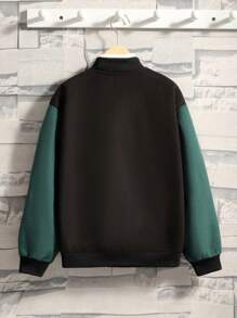 SHEIN Chico preadolescente 1 pieza Cazadora de universidad con estampado de letra de dos tonos - Multicolor - Ver 2