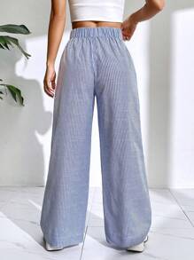 SHEIN EZwear Striped Print Wide Leg Pants - Blue and White - View 2