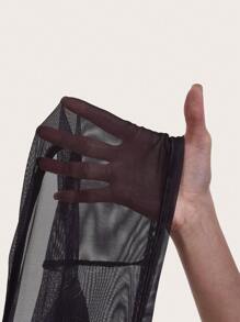 ROMWE PUNK Áo yếm in hoa, trường học - màu đen - Xem 5