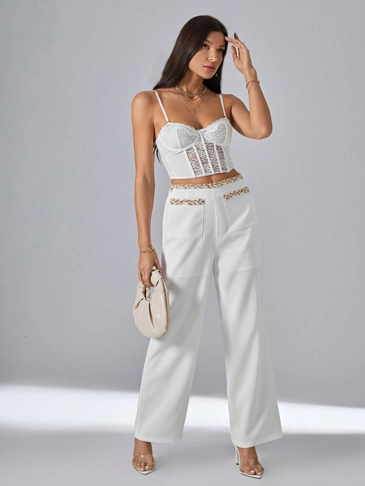 Contrast Trim Dual Pocket Pants