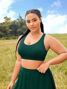 Easithlete Plus Solid Criss Cross Back Sports Bra