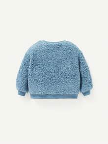 Cozy Pixies Unisex Baby's Padded Plush Colorblock Sweatshirt With Pockets And Thermal Lined, Thick Round Neck Pullover For Baby Boy - Blue - View 2