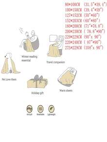 1pc Winter Bohemian Pattern Polyester Velvet Sheepskin Blanket Bedspread, Dark Grey - Dark Grey - View 7