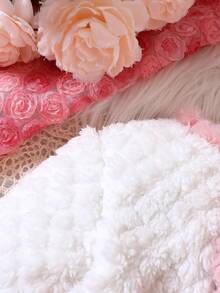 Đứa bé gái Viền tương phản Nút phía trước áo - trắng - Xem 4